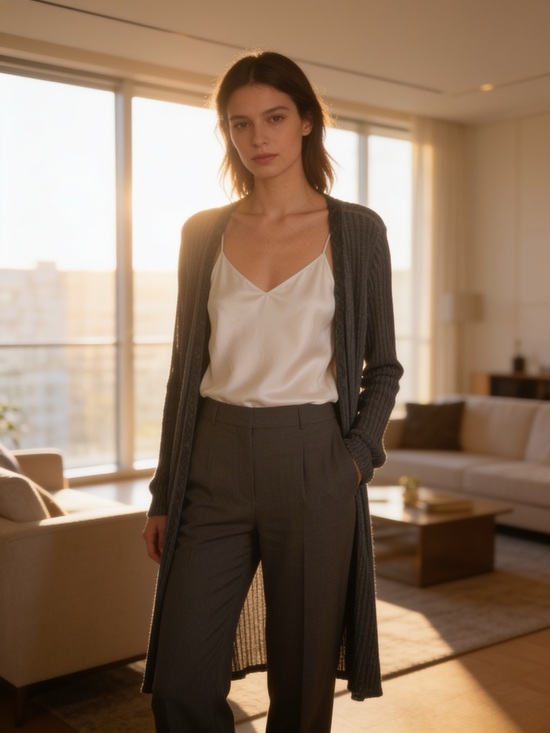 Soft Surroundings Sweaters - Soft Surroundings charcoal
grey,maxi length,flowy
Open front Cardigan,lace trim